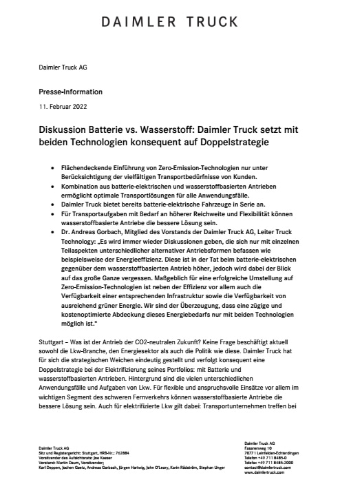 Diskussion Batterie vs. Wasserstoff: Daimler Truck setzt mit beiden Technologien konsequent auf Doppelstrategie