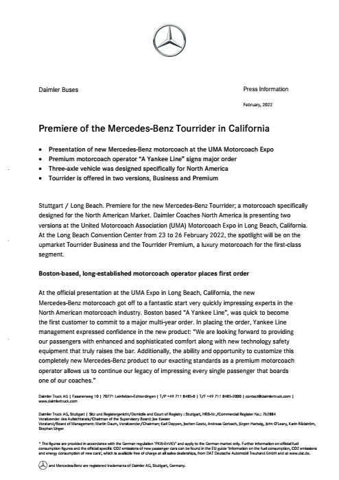 Premiere of the Mercedes-Benz Tourrider in California