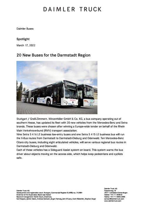 20 New Buses for the Darmstadt Region