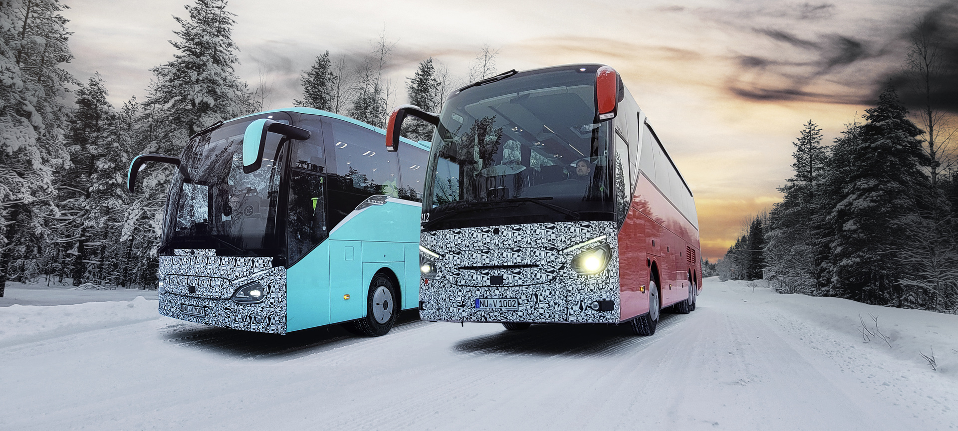 Die nächste Generation der ComfortClass und TopClass 500 bei der Wintererprobung in Finnland Die neue Setra ComfortClass und TopClass im Test: Härteprüfung für Cleo, Leyla, Zera und Co