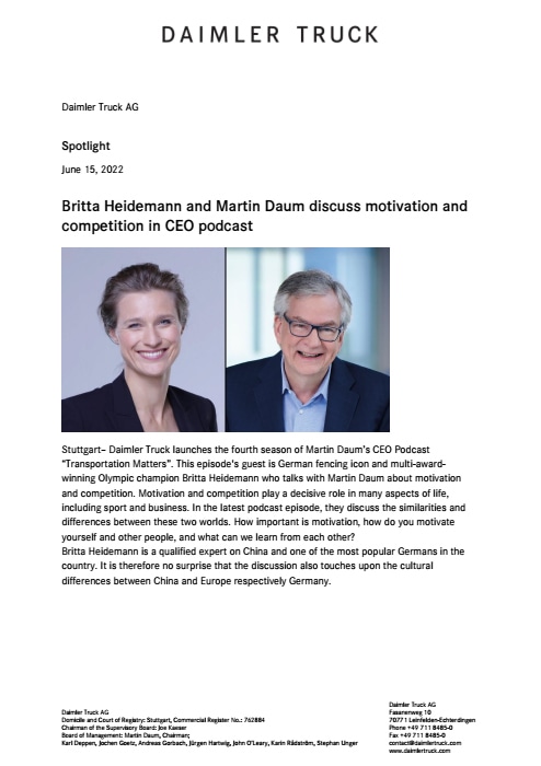 Britta Heidemann and Martin Daum discuss motivation and competition in CEO podcast