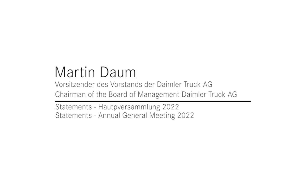 Annual General Meeting 2022 – Statement Martin Daum
