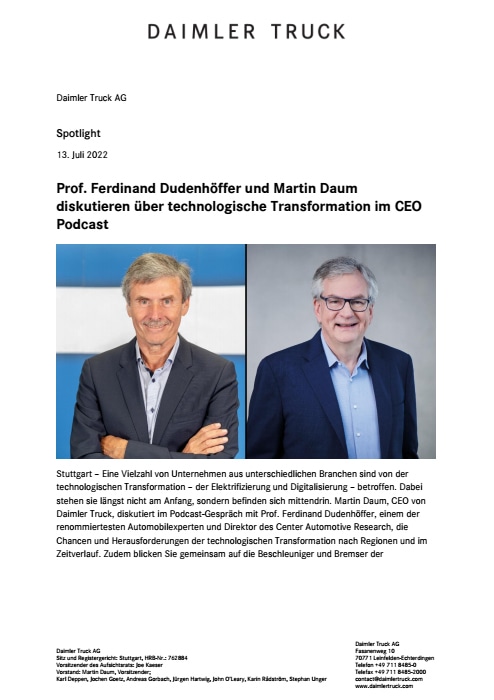 Prof. Ferdinand Dudenhöffer und Martin Daum diskutieren über technologische Transformation im CEO Podcast