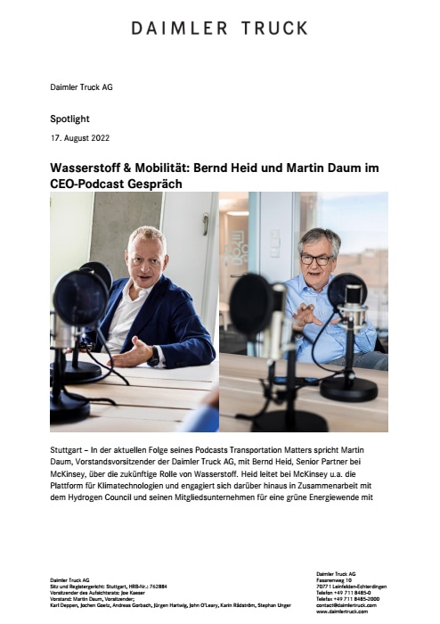 Wasserstoff & Mobilität Bernd Heid und Martin Daum im CEO-Podcast Gespräch