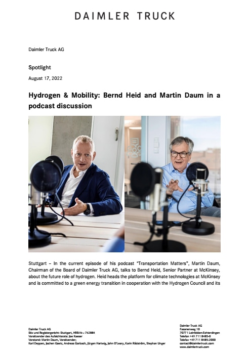 Hydrogen & Mobility: Bernd Heid and Martin Daum in a podcast discussion
