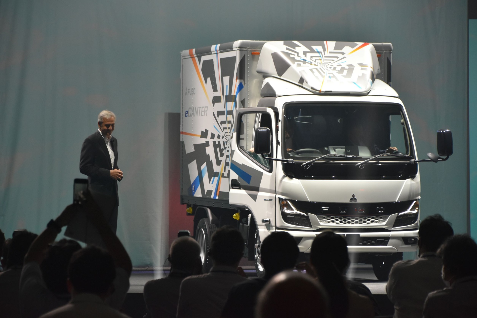 Karl Deppen, Board Member of Daimler Truck and the Head of Truck Asia, at the world premiere of the new FUSO eCanter in Japan World premiere: Daimler Truck subsidiary FUSO unveils the Next Generation eCanter