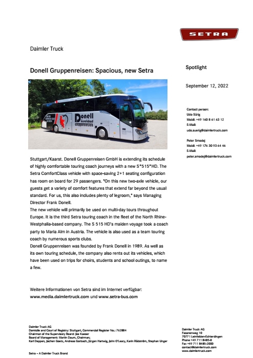 Donell Gruppenreisen: Spacious, new Setra