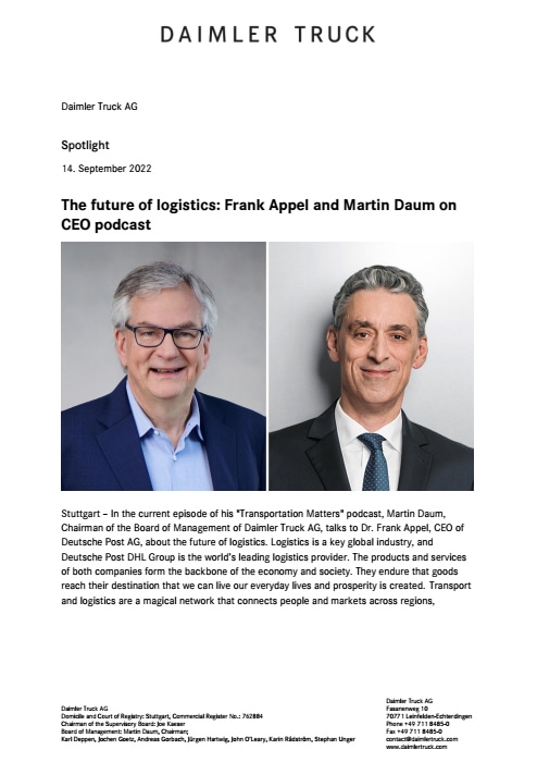 The future of logistics: Frank Appel and Martin Daum on CEO podcast