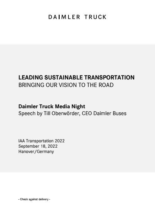IAA Transportation 2022 - Daimler Truck Media Night - Rede Till Oberwörder