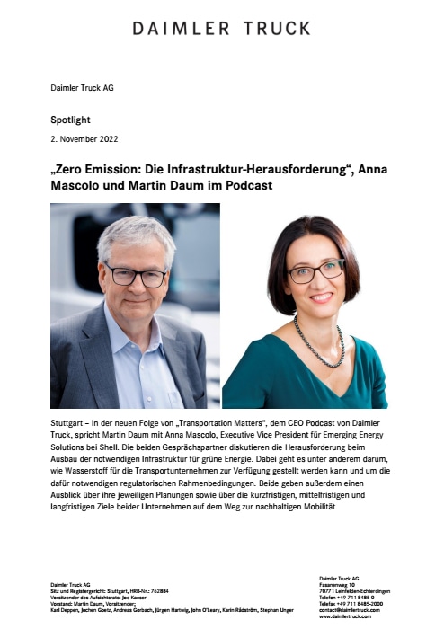 „Zero Emission: Die Infrastruktur-Herausforderung“, Anna Mascolo und Martin Daum im Podcast