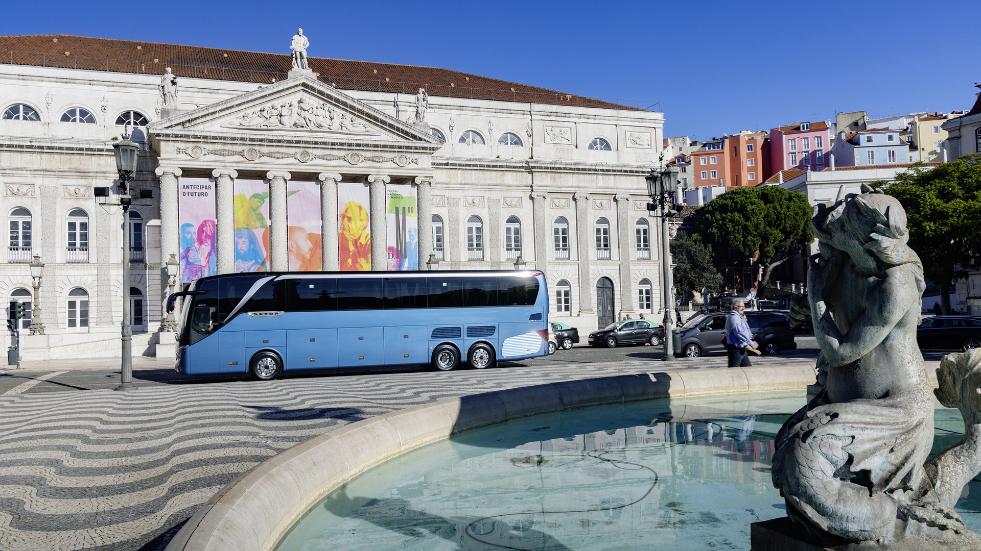 Setra coach 2022, Setra TopClass 516 HDH, Exterior, Denim blue metallic, OM 471 rated at 375 kW/510 hp, displacement 12.8 l, 8-speed Mercedes PowerShift, , Active Brake Assist 5, Predictive Powertrain Control,Active Drive Assist 2, Driver Score, Lane Assist, Sideguard Assist, 360 degrees camera, LED headlamps, length/width/height: 13325/2550/3880 mm, seating: 1/48. Setra TopClass