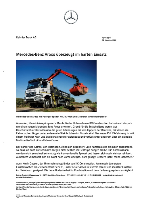 Mercedes-Benz Arocs überzeugt im harten Einsatz