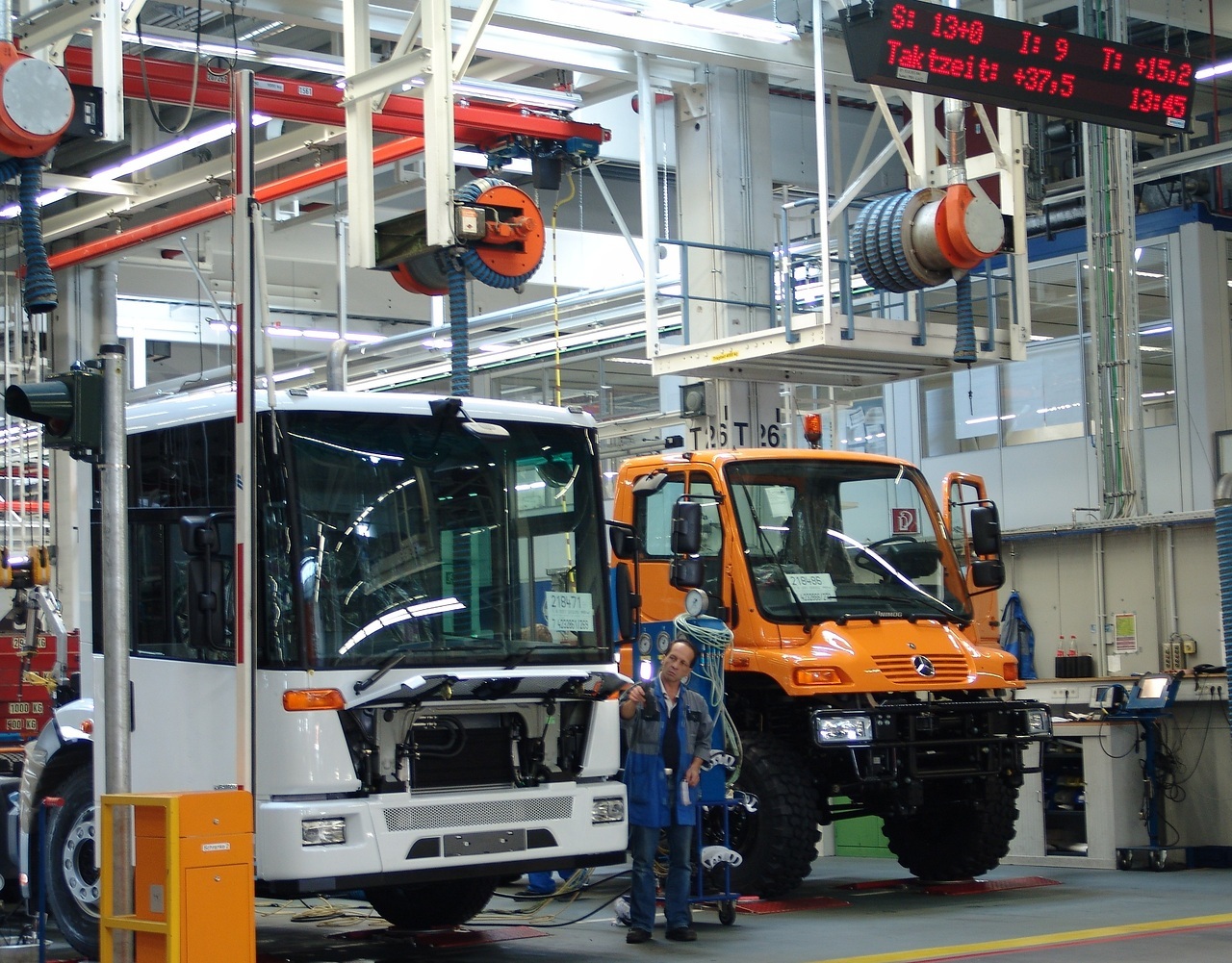 Foto aus dem Film "Hinter den Kulissen" - Produktion im September 2008 Produktionsjubiläum 20 Jahre Unimog-Fertigung in Wörth