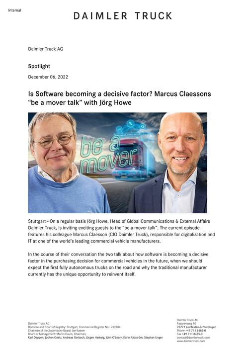 Is Software becoming a decisive factor? Marcus Claessons “be a mover talk” with Jörg Howe