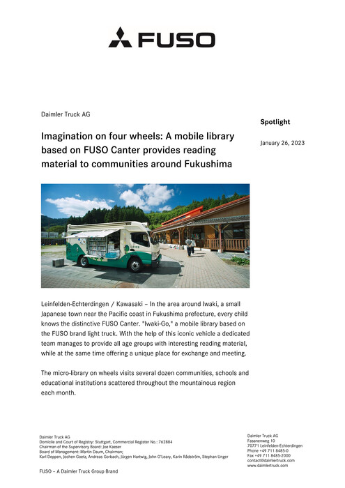 Imagination on four wheels: A mobile library based on FUSO Canter provides reading material to communities around Fukushima