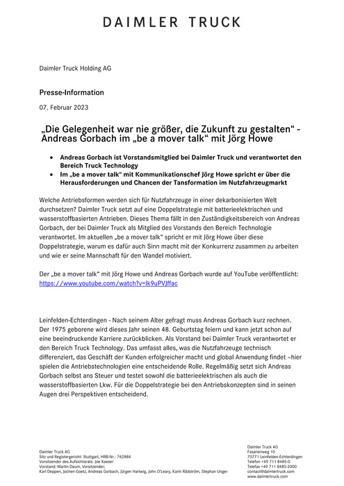 Andreas Gorbach im „be a mover talk“ mit Jörg Howe