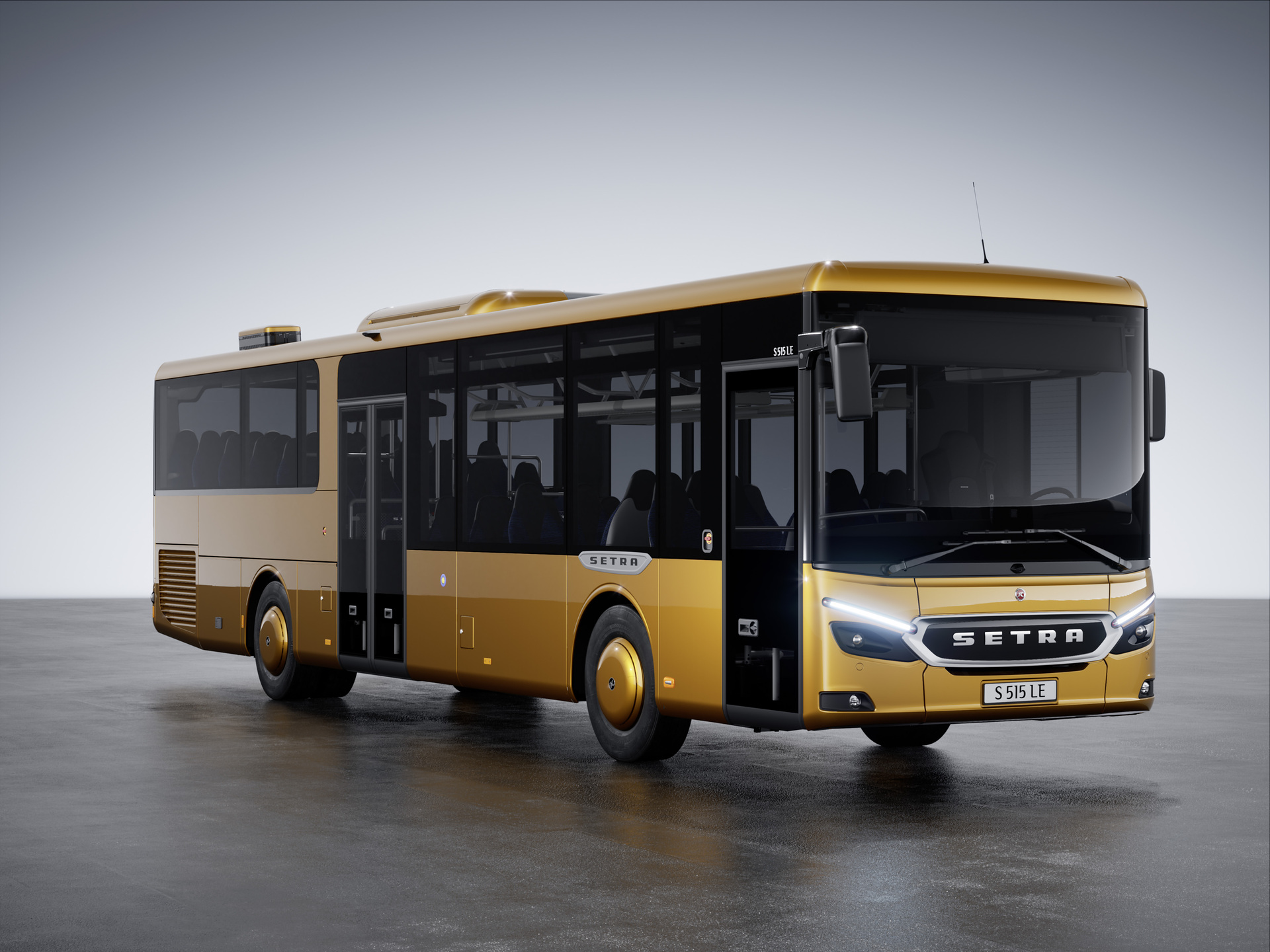Setra MultiClass 500 LE, S 515 LE, Honiggelb metallic Die neu entwickelten Überlandbusse Setra MultiClass 500 LE