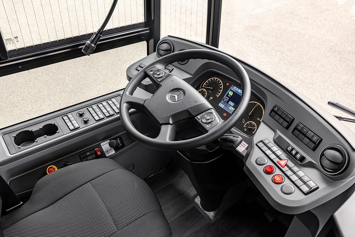 The all-electric Mercedes-Benz eCitaro city bus with the latest generation of batteries