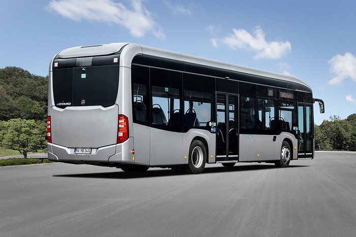 The all-electric Mercedes-Benz eCitaro city bus with the latest generation of batteries