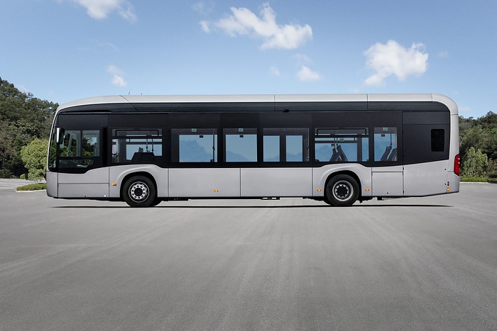 The all-electric Mercedes-Benz eCitaro city bus with the latest generation of batteries