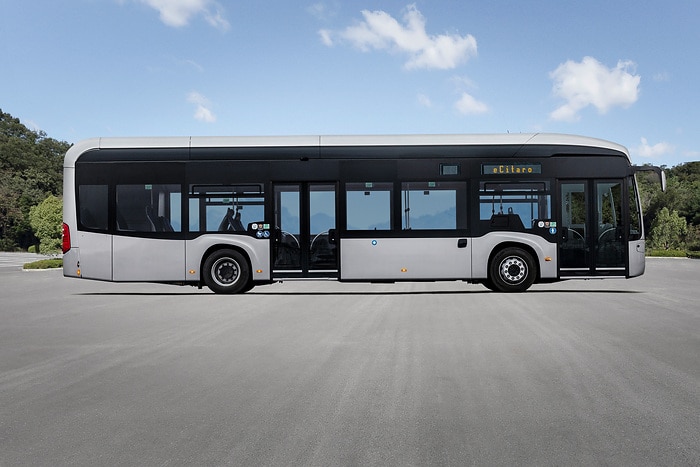 The all-electric Mercedes-Benz eCitaro city bus with the latest generation of batteries