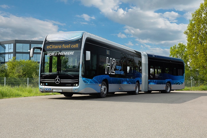 Weltpremiere auf dem Global Public Transport Summit 2023: Mercedes-Benz eCitaro fuel cell – mehr Reichweite dank Brennstoffzelle