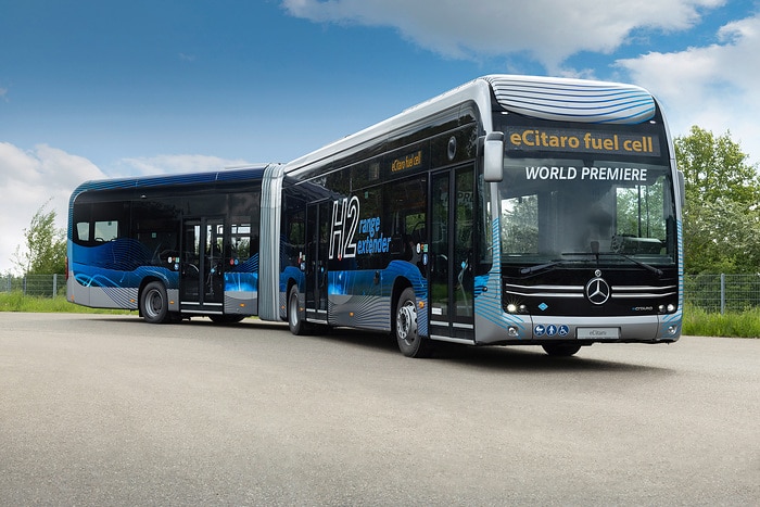 World premiere at Global Public Transport Summit 2023: Mercedes-Benz eCitaro fuel cell – greater range thanks to fuel cell