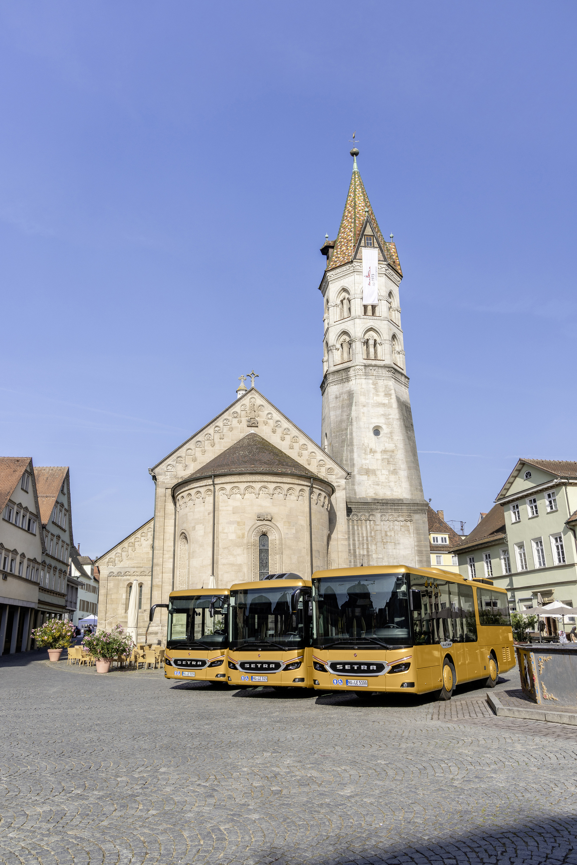 Setra MultiClass 500 LE, S 510 LE, S 515 LE, Honiggelb metallic Pressefahrt Schwäbisch Gmünd: Die neue Setra MultiClass 500 LE