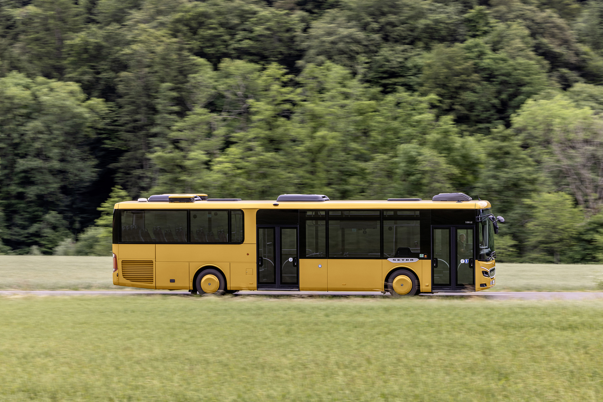 Setra MultiClass 500 LE, S 515 LE, Honiggelb metallic Pressefahrt Schwäbisch Gmünd: Die neue Setra MultiClass 500 LE