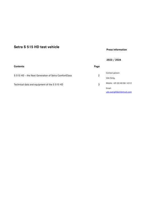 Short version: Setra S 515 HD test vehicle