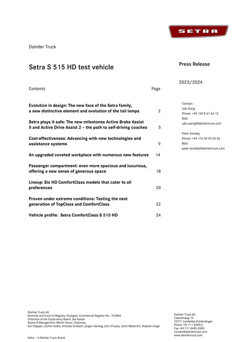 Setra S 515 HD test vehicle