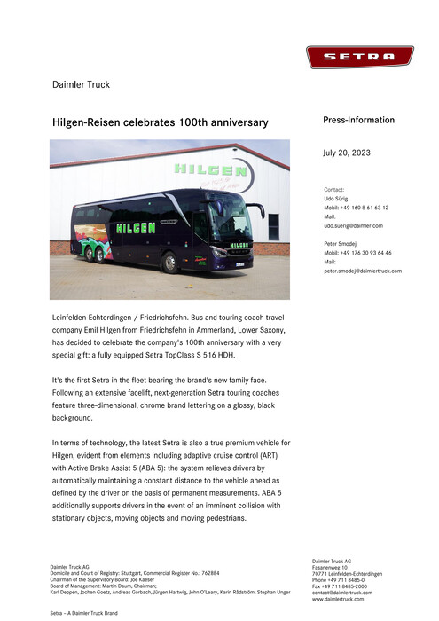 Hilgen-Reisen celebrates 100th anniversary