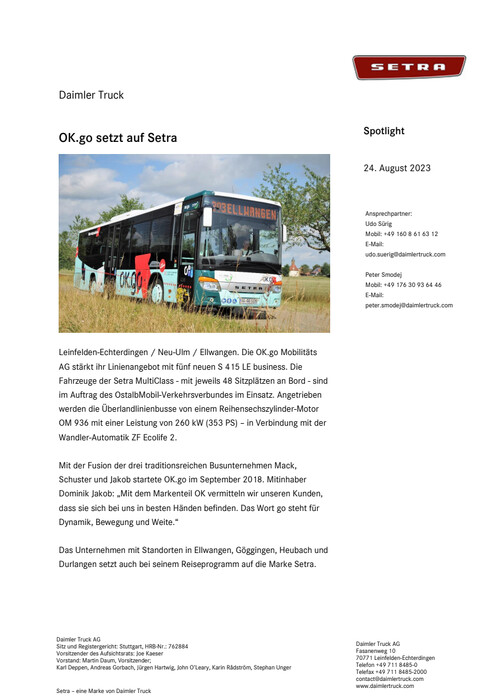 OK.go setzt auf Setra