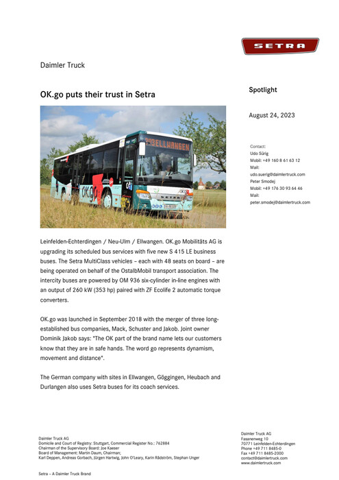 OK.go puts their trust in Setra