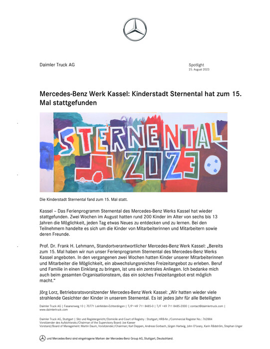 Mercedes-Benz Werk Kassel: Kinderstadt Sternental hat zum 15. Mal stattgefunden