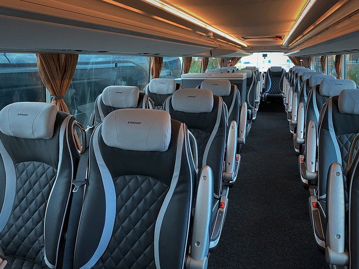 Melon yellow Setra touring coaches for Regio Jet