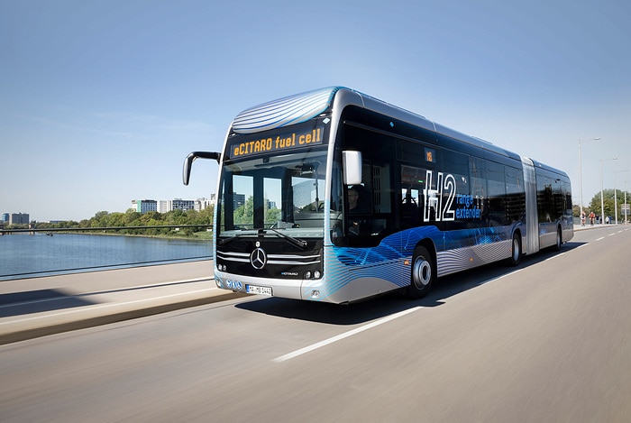 Daimler Buses showcasing the eCitaro G fuel cell and e-mobility services at mobility move 2024 in Berlin
