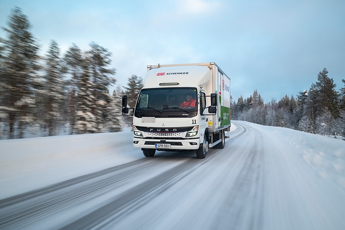 Keeps cool in Northern Finland: FUSO eCanter operates as one of Daimler Truck’s most northern electric trucks in customer operation at DB SCHENKER