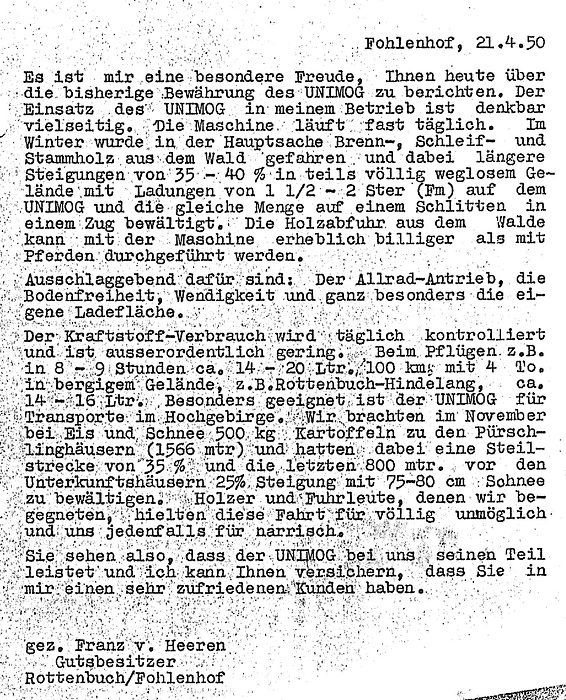 Heute vor 75 Jahren: Auslieferung des ersten in Serie gefertigten Unimog