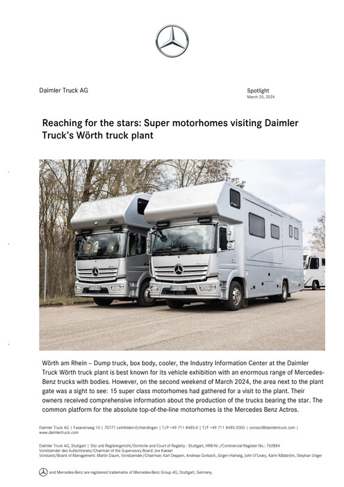 Reaching for the stars: Super motorhomes visiting Daimler Truck’s Wörth truck plant