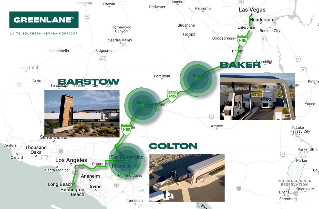 Daimler Truck: Joint Venture Greenlane beginnt mit dem Bau eines Korridors von elektrischen Ladestationen für Nutzfahrzeuge auf der Strecke zwischen Los Angeles und Las Vegas