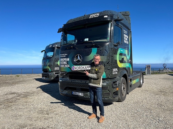 Elektrische Europatour: eActros 600 Test-Trucks erreichen nördlichstes Etappenziel