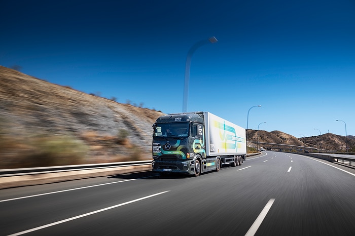 All-electric through Europe: eActros 600 test trucks reach southernmost checkpoint of Tarifa
