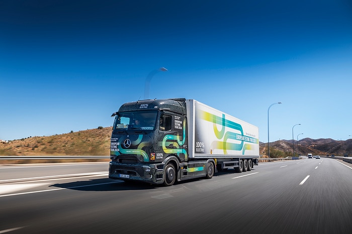 All-electric through Europe: eActros 600 test trucks reach southernmost checkpoint of Tarifa