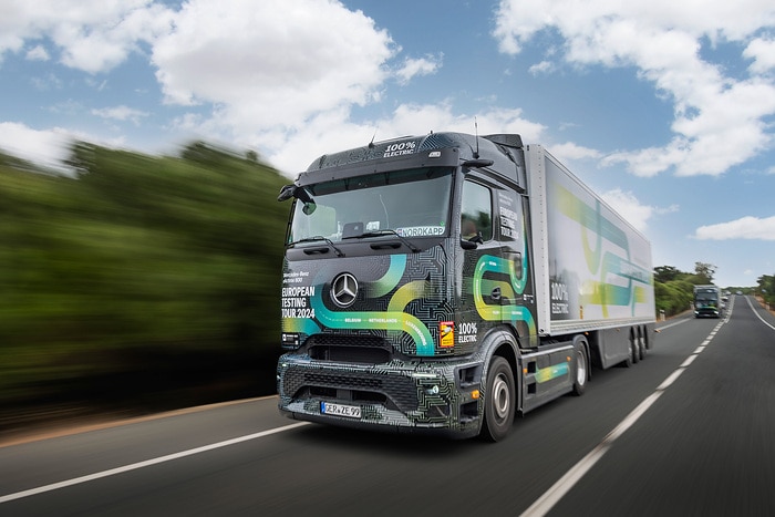 All-electric through Europe: eActros 600 test trucks reach southernmost checkpoint of Tarifa