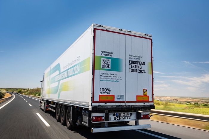 All-electric through Europe: eActros 600 test trucks reach southernmost checkpoint of Tarifa