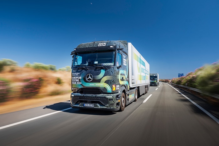 All-electric through Europe: eActros 600 test trucks reach southernmost checkpoint of Tarifa