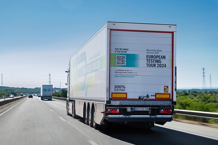 All-electric through Europe: eActros 600 test trucks reach southernmost checkpoint of Tarifa