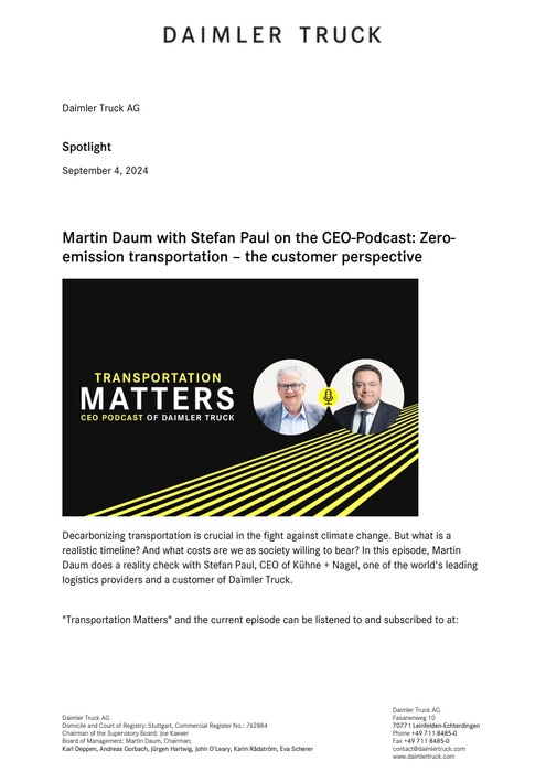 Martin Daum with Stefan Paul on the CEO-Podcast: Zero-emission transportation – the customer perspective