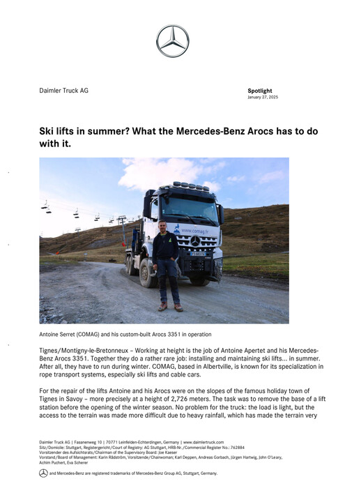 Ski lifts in summer? What the Mercedes-Benz Arocs has to do with it.